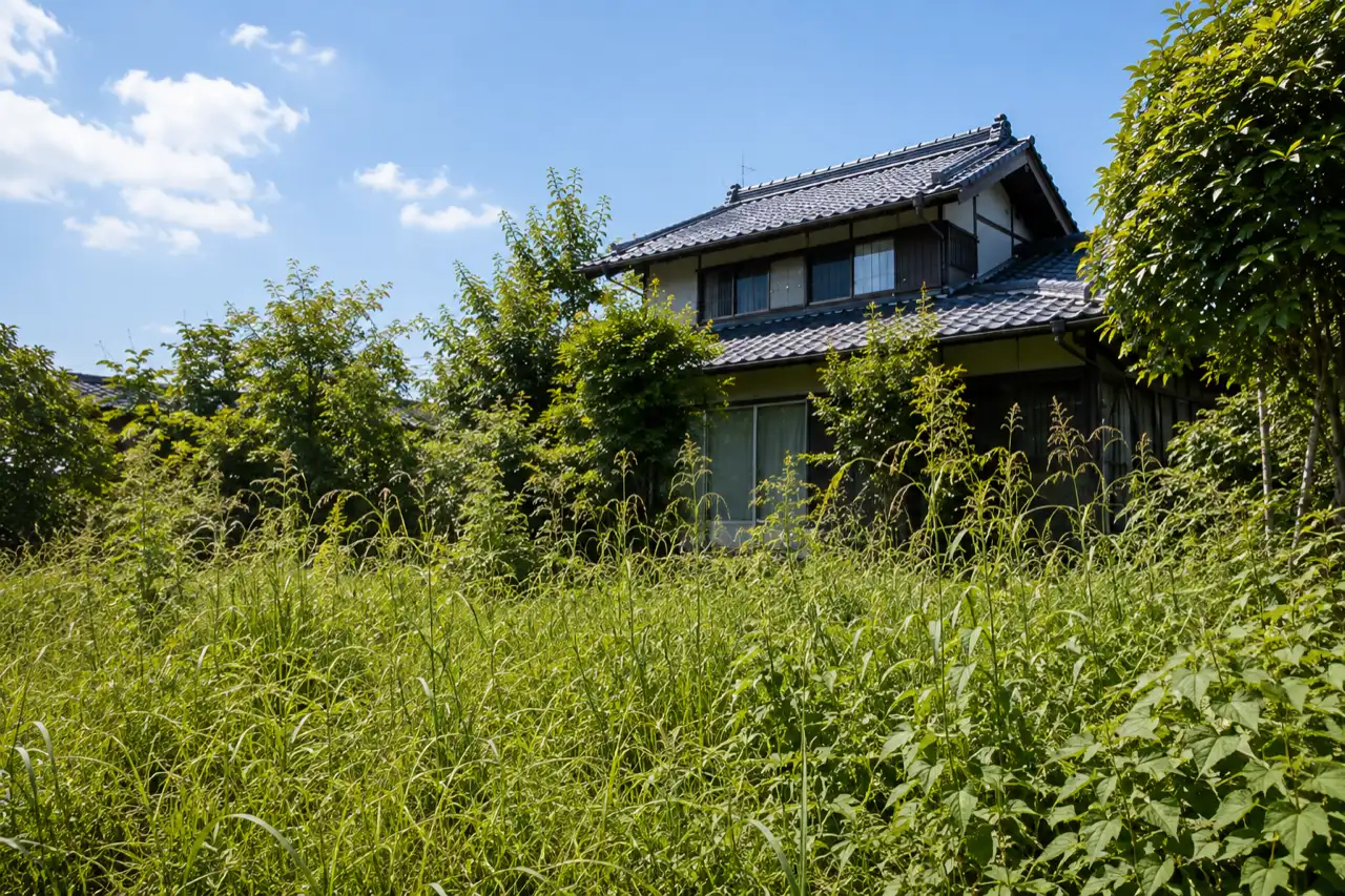 草が伸びた高松市内の空き家