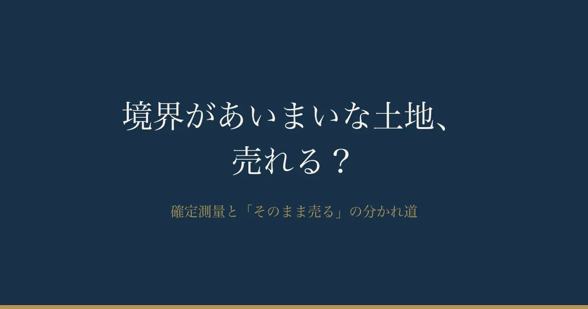 境界が未確定の土地は売れる?確定測量と「そのまま売る」の分かれ道