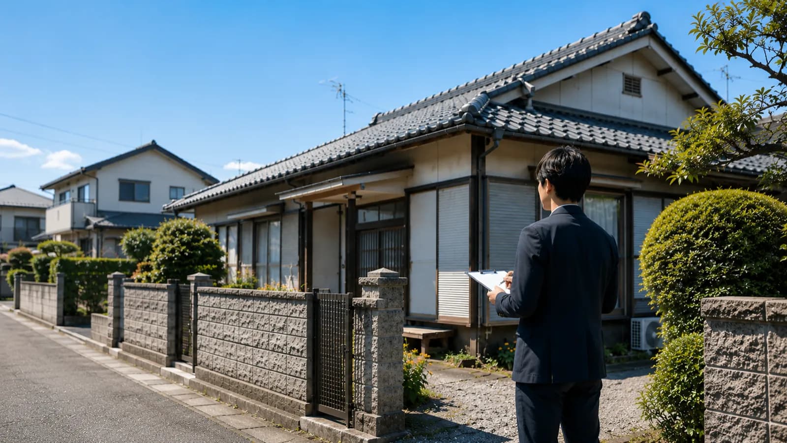 高松市内の空き家を現地調査する様子
