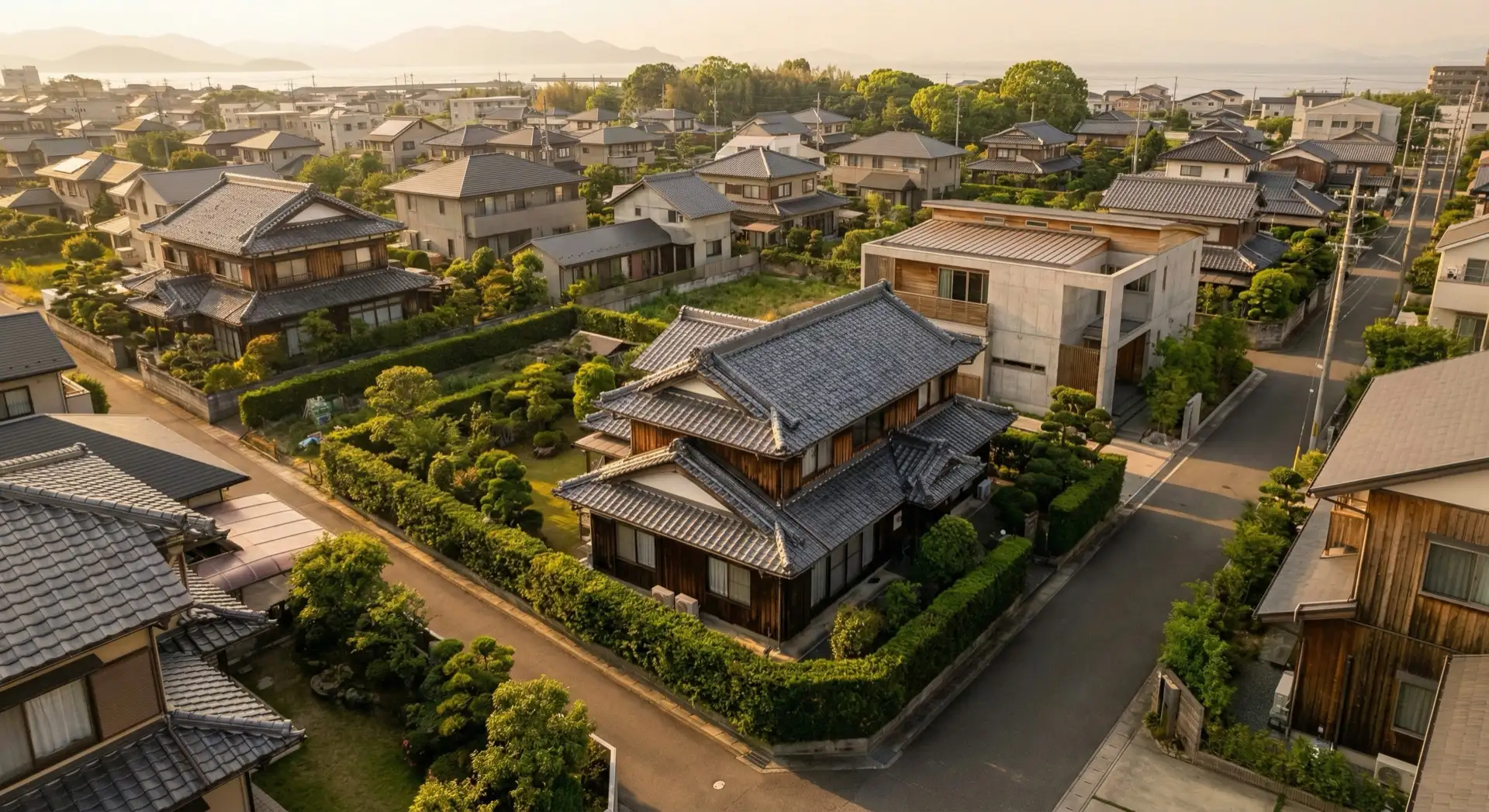 高松市の住宅街の空撮