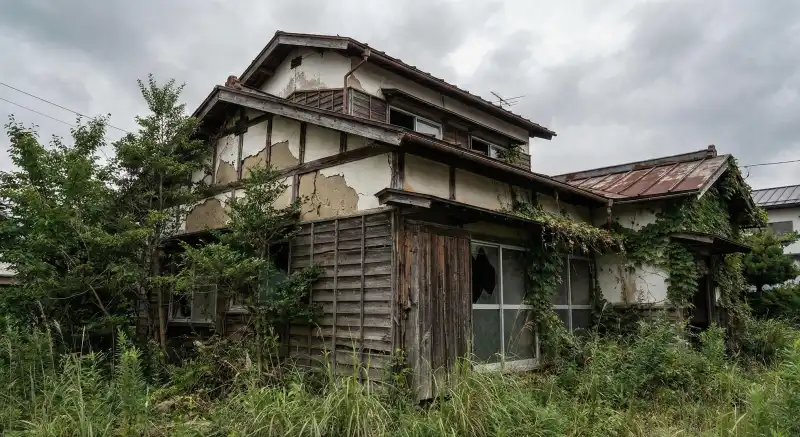 放置された空き家の劣化イメージ